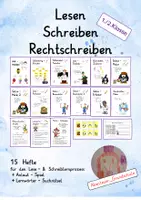 Vorschau - Arbeitsblätter - 15 Hefte zum Lesen und Schreiben lernen + Lernwörter-Suchrätsel + Anlaut-Spiel - Deckblatt