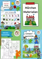 Vorschau - Arbeitsblätter - Märchen Materialpaket, Märchen Lesespurgeschichte, Märchen Ausmalbilder, Märchen Würfelgeschichte, Märchen Rechnen und Malen - Deckblatt