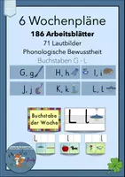 Vorschau - Unterrichtsreihen - Wochenplan Buchstabe G - L Druckschrift Arbeitsblätter Phonologische Bewusstheit - Deckblatt