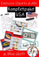 Vorschau - Arbeitsblätter - USA - Komplettpaket für den Englischunterricht inklusive Miniheft & Cliparts - Deckblatt
