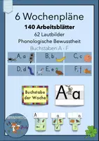 Vorschau - Unterrichtsreihen - Wochenplan Buchstabe A - F Druckschrift Arbeitsblätter Buchstabeneinführung - Deckblatt