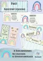 Vorschau - Arbeitsblätter - Schulstart Geschenke Lesezeichen Stundenplan Schuljahresorakel Regenbogen back to school - Deckblatt