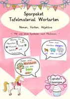 Vorschau - Poster - Sparpaket Tafelmaterial, Merkplakate Wortarten: Nomen, Verben, Adjektive, Deutsch, DaZ - Deckblatt