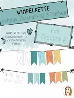 Vorschau - Mal- und Bastelvorlagen - Wimpelkette „Schöne Ferien“ - in drei Farben - Deckblatt