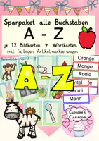 Vorschau - Fördermaterial/Inklusion - Sparpaket Bildkarten Buchstaben A bis Z, Umlaute, Lautverbindungen Alphabetisierung, Buchstabeneinführung, DaZ, Deutsch - Deckblatt