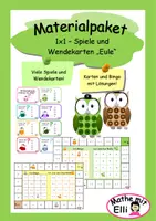 Vorschau - Spiele - Materialpaket 1x1-Spiele und Wendekarten im "Eule"-Design - Deckblatt