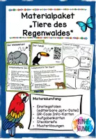 Vorschau - Arbeitsblätter - Materialpaket Tiere im Regenwald - Einstiegsfolie, Steckbriefe und Aufgabenkarten - Deckblatt