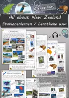 Vorschau - Unterrichtsreihen - All about New Zealand (Stationenlernen/Lerntheke/Lernheft) mit Reading, Listening, Viewing, Writing, Playing (Megapaket) - Deckblatt