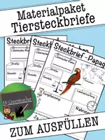 Vorschau - Arbeitsblätter - Materialpaket - kreative Tiersteckbriefe zum Ausfüllen - Deckblatt