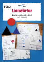 Vorschau - Arbeitsblätter - Lernwörter - Nomen, Adjektiv, Verb - PDFs editierbar! - Deckblatt