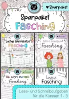 Vorschau - Unterrichtsreihen - Sparpaket Fasching & Karneval | Lese - und Schreibaufgaben - Deckblatt