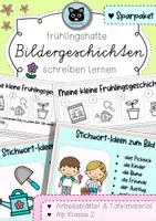 Vorschau - Unterrichtsreihen - SPARPAKET | Bildergeschichten schreiben lernen | Frühling - Deckblatt