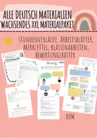 Vorschau - Stundenentwürfe - XXL Materialpaket - Deutsch Materialien von Klasse 5-10 Unterrichtseinheit Unterrichtsmaterial mit Lösungen - Deckblatt