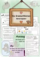 Vorschau - Arbeitsblätter - wachsendes Materialpaket Grammatikkatzen, Grammatik Deutsch - Deckblatt