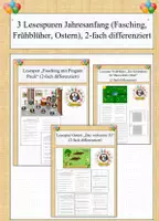 Vorschau - Arbeitsblätter - 3 Lesespuren Jahresanfang (Fasching, Frühblüher, Ostern) - Deckblatt