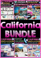 Vorschau - Unterrichtsreihen - California BUNDLE - booklet, virtual roadtrip, interactive Powerpoint, fantasy vacation, info cards & Flashcards | Holiday Activity - Deckblatt