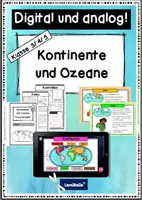 Vorschau - Unterrichtsreihen - Materialpaket interaktiv: Kontinente und Ozeane - digital und analog Sachunterricht Grundschule Erdkunde Klasse 3, 4,5 - Deckblatt