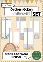 Vorschau - Bildkarten - Ordnerrücken-Set im Boho-Stil für schmale und breite Ordner - Deckblatt
