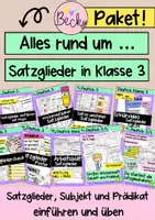 Vorschau - Arbeitsblätter - Satzglieder Klasse 3 Paket (Bundle) - Deckblatt