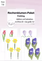 Vorschau - Stationenlernen - Rechenblumen Frühling Gesamtpaket (Grundaufgaben Addition und Subtraktion, Großes 1x1) - Deckblatt