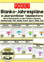 Vorschau - Lehrpläne/Lehrermaterial - Paket mit Blanko-Jahresplänen in übersichtlicher Tabellenform - nach dem bayerischen LehrplanPLUS - Deckblatt