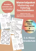 Vorschau - Arbeitsblätter - Muttertag & Vatertag: Schöne Geschenkideen zum Basteln - Briefvorlagen, Gutschein, Lesezeichen, Geschenkanhänger - Deckblatt