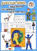 Vorschau - Stundenentwürfe - Künstler*innen im Kunstunterricht, Materialpaket Künstler*innen, Niki de Saint Phalle, Piet Mondrian, Pablo Picasso - Deckblatt