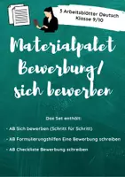Vorschau - Arbeitsblätter - Materialpaket Bewerbung sich bewerben Deutsch Klasse 9 10 Berufsorientierung - Deckblatt