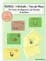 Vorschau - Arbeitsblätter - BUNDLE: 4 Minihefte - Tiere der Wiese - die Biene, der Regenwurm, der Frosch & die Schnecke - Deckblatt