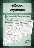Vorschau - Arbeitsblätter - Pflanzen: Experimente - Keimung und Wassertransport - Deckblatt