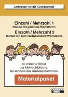 Vorschau - Arbeitsblätter - Materialpaket: 20 Lernrätsel zur Mehrzahlbildung (Grundwortschatz) - Deckblatt