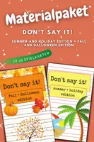 Vorschau - Spiele - Materialpaket - Don't say it! (Summer/ Holiday Edition + Fall/ Halloween Edition) - Deckblatt