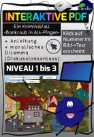 Vorschau - Stundenentwürfe - 3 interaktive PDFs: Lesespur: Bankraub in Alt Pingen (Niveau 1 bis 3) - Deckblatt