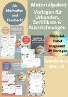 Vorschau - Arbeitsblätter - MaterialPaket Blanko Vorlagen Urkunde Zertifikat Auszeichnungen Zeugnis alle Klassen - Deckblatt