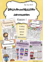 Vorschau - Arbeitsblätter - Rechenmalblätter | Rechnen und Malen | Klasse 1 | Jahreszeiten | Zahlenraum 10 & 20 - Deckblatt