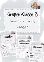 Vorschau - Unterrichtsreihen - Größen Klasse 3 - Längen, Gewichte, Geld - Deckblatt