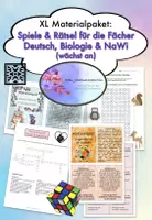 Vorschau - Arbeitsblätter - XL Materialpaket: Spiele & Rätsel für die Fächer Deutsch, Biologie & NaWi (wächst an) - Deckblatt
