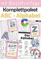Vorschau - Stationenlernen - Komplettpaket - ABC / Alphabet inklusive Bastelvorlage und Lesespiel - Deckblatt