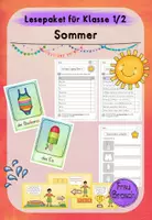 Vorschau - Arbeitsblätter - Lesepaket für Klasse 1/2: Sommer (analog, digital, interaktiv) - Deckblatt