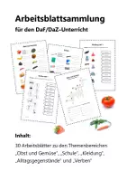 Vorschau - Arbeitsblätter - Arbeitsblattsammlung DaF/DaZ. Obst und Gemüse, Alltagsgegenstände, Kleidung, Verben und Schule - Deckblatt