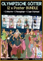 Vorschau - Unterrichtsreihen - Griechische Götter des Olymp Poster-Projekt BUNDLE + Infokarten + 12 Steckbriefe + 12 Sagen (Mythologie Antikes Griechenland) - Deckblatt