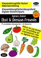 Vorschau - selbst erstellte Cliparts/Grafiken - Cliparts/Digitale Sticker: Obst und Gemüse-Freunde im Set (png-Format) - Deckblatt