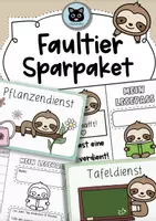 Vorschau - Mal- und Bastelvorlagen - Faultier | Wachsendes Sparpaket | Dienste, Lesepass etc. - Deckblatt