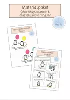 Vorschau - Mal- und Bastelvorlagen - Materialpaket: Geburtstagskalender & Klassendienste - Pinguin - Deckblatt