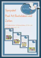 Vorschau - Arbeitsblätter - Sparpaket Buchstaben und Zahlen, Pixel Art, Malen nach Zahlen, Feinmotorik, Konzentration - Deckblatt