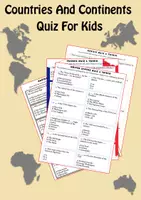 Vista previa - Hojas de trabajo - Cuestionarios de países / continentes/ Country/Continents Quizzes: Africa, Australia, France, USA, Germany, Austria, China, Canada - Portada