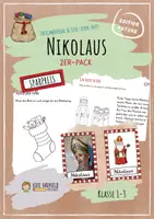 Vorschau - Mal- und Bastelvorlagen - 🎅 Nikolaus - 2er-Pack Lese-Lern-Heft & Buntes Tafelmaterial (differenziert) - Deckblatt