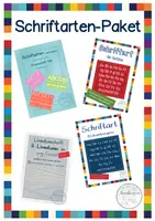 Vorschau - selbst erstellte Cliparts/Grafiken - Schriftarten-Paket digitale Schulideen 12 Fontpakete zur kommerziellen Nutzung - Deckblatt