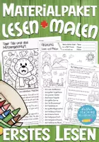 Vista previa - Hojas de trabajo - Alemán Deutsch Lesen und Malen DAZ paquete de materiales - Portada