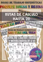 Vista previa - Hojas de trabajo - Paquete de sumas y restas hasta 20 Español - Portada